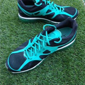 Nike Air Max+ 2012 running shoes black and teal 487982-004 Mens Size 11